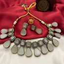 FS Collection Oxidised Plated Pota Stone Necklace Set