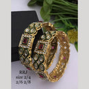 FS Collection Gold Plated Pota Stone Bangle Set