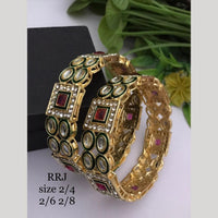 FS Collection Gold Plated Pota Stone Bangle Set