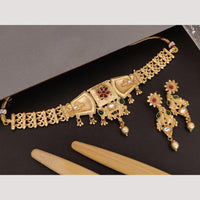 FS Collection Gold Plated Pota Stone And Beads Necklace Set