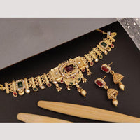 FS Collection Gold Plated Pota Stone And Beads Necklace Set