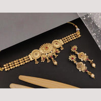 FS Collection Gold Plated Pota Stone And Beads Necklace Set