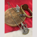 FS Collection Oxidised Plated Temple Long Necklace Set