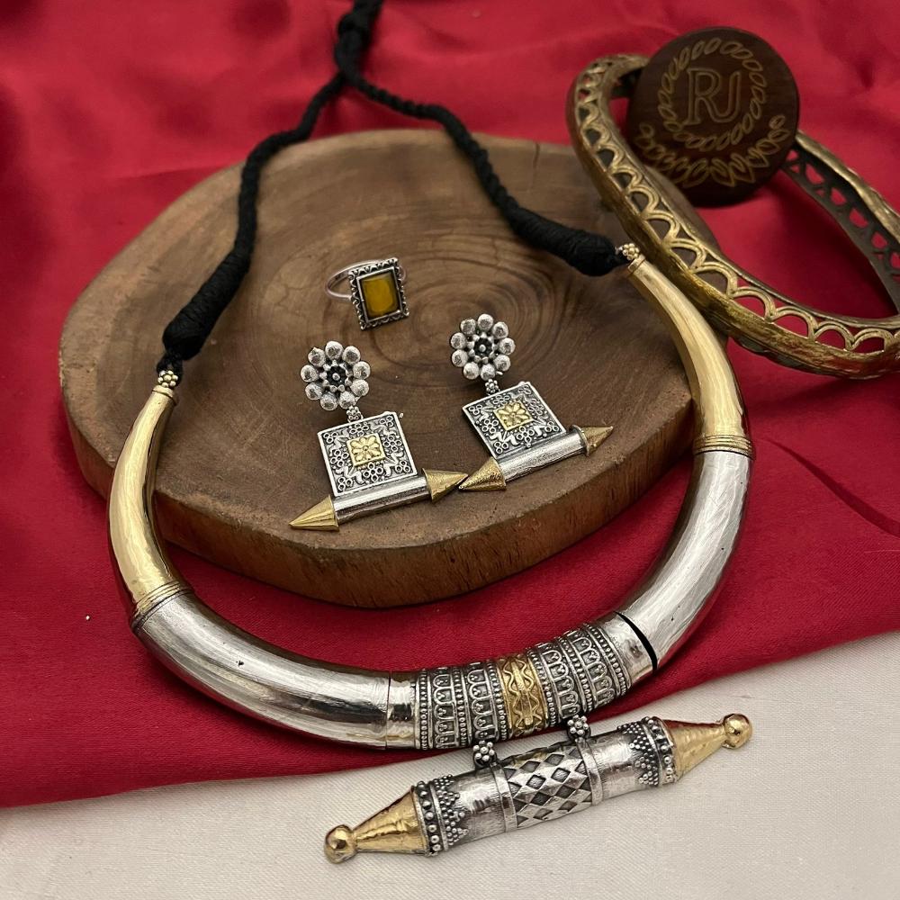 FS Collection Stylish 2-Tone Plated  Necklace Set