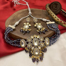 FS Collection Gold Plated Kundan Stone Pearl And Beads Choker Necklace Set
