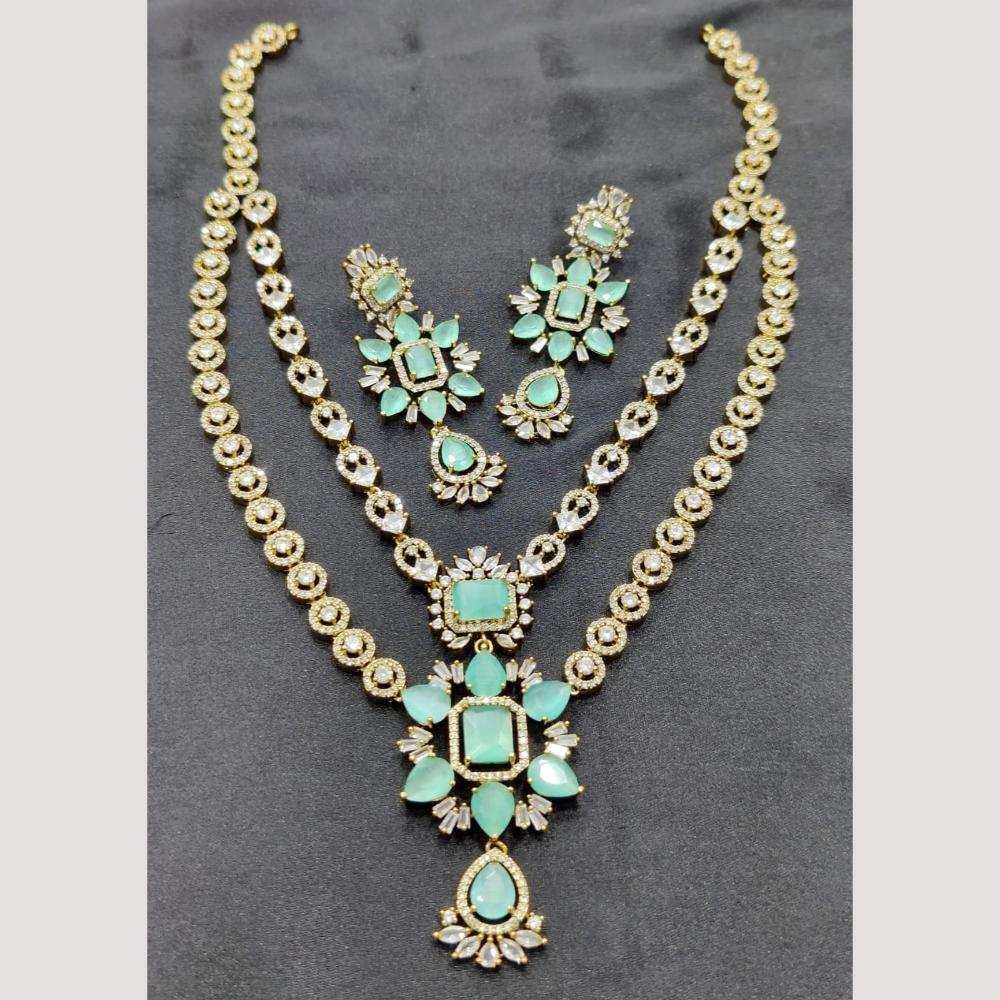 FS Collection Premium Gold Plated American Diamond Necklace Set