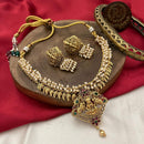 FS Collection Gold Plated Pota Stone And Beads Temple Necklace Set