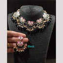FS Collection Gold Plated Pota Stone And Pearls Choker Meenakari  Necklace Set