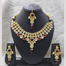 FS Collection Gold Plated Kundan And Pota Necklace Set