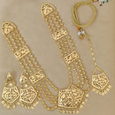 FS Collection Gold Plated Pearl Long Necklace Set