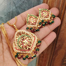 FS Collection Ethnic Gold Plated Pearl Chain Pendant Set