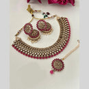 FS Collection Gold Plated Kundan And Beads Necklace Set
