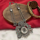 FS Collection Oxidised Plated Pota And Pearl Long Necklace