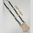 FS Collection Gold Plated Kundan And Beads Long Necklace Set