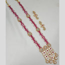 FS Collection Gold Plated Kundan And Beads Long Necklace Set