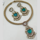 FS Collection Royal Gold Plated Pota And Kundan Necklace Set
