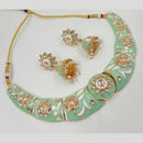 FS Collection Gold Plated Kundan And Meenakari Choker Necklace Set