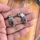 FS Collection Oxidised Plated Elephant Earrings