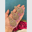 FS Collection Crystal Stone Dangler Earrings with Mangtikka