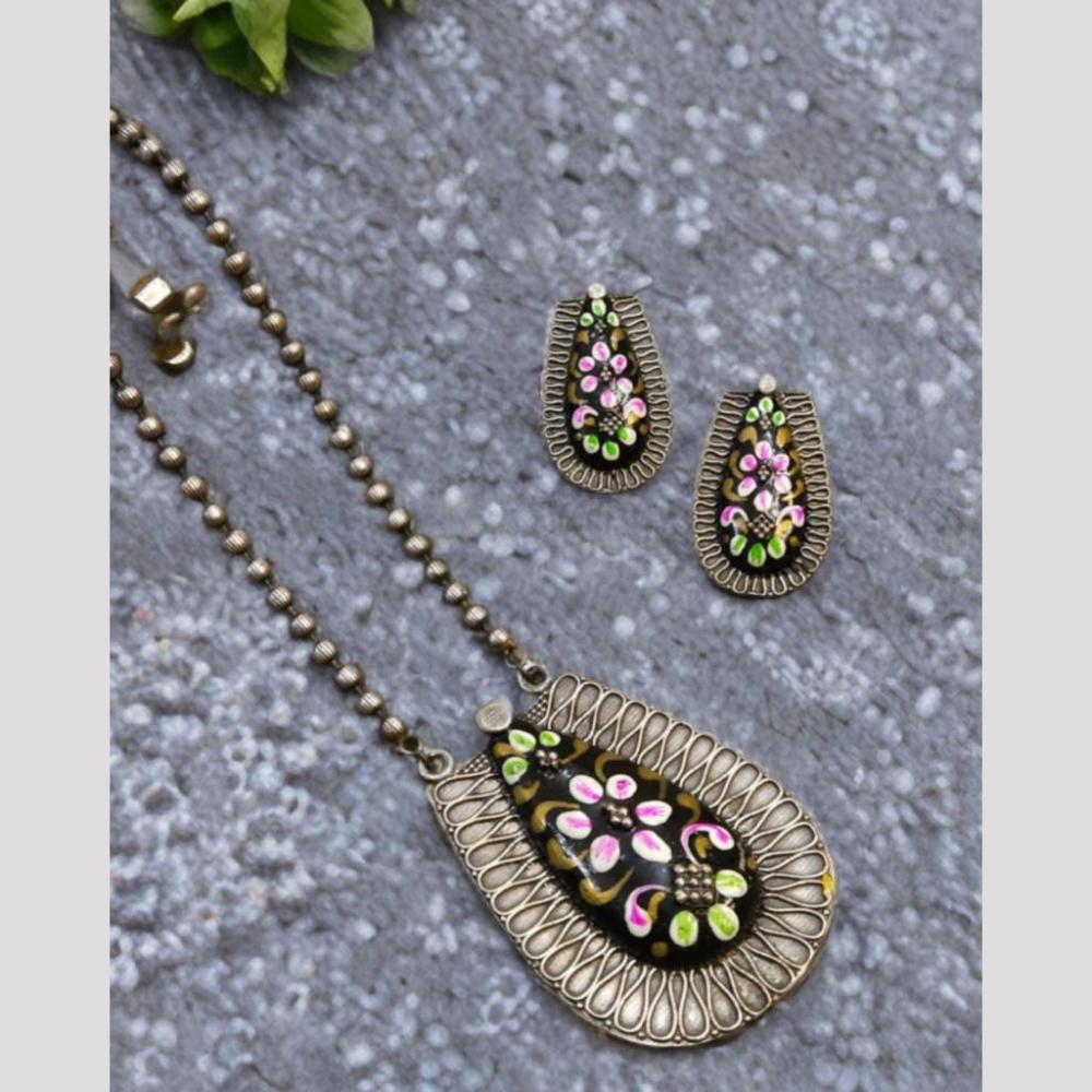 FS Collection Oxidised Plated Necklace Set 