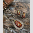 FS Collection Oxidised Plated Necklace Set