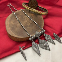 FS Collection Oxidised Plated Long Necklace Set