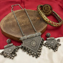 FS Collection Oxidised Plated Ghungroo Long Necklace Set