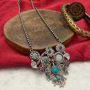 FS Collection Oxidised Finish Pota Stone And Pearls Long Necklace 