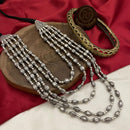 FS Collection Oxidised Finish Long Necklace 