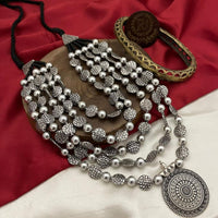 FS Collection Oxidised Finish Long Necklace 