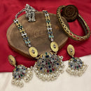FS Collection 2 Tone Plated Pota Stone And Pearl Long Necklace Set
