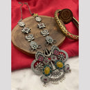 FS Collection Oxidised Finish Pota Stone And Pearls Long Necklace 
