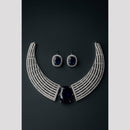 FS Collection Silver Plated Sparkling American Diamond Necklace Set