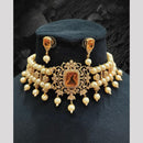 FS Collection Modern Glow Crystal And Austrain Stone And Pearl Classic Glamour Choker Necklace Set