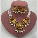 FS Collection Peacock Motif Pearl Beads and Intricate Filigree Design Necklace Set