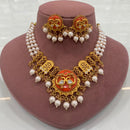 FS Collection Peacock Motif Pearl Beads and Intricate Filigree Design Necklace Set