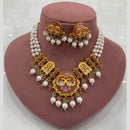FS Collection Peacock Motif Pearl Beads and Intricate Filigree Design Necklace Set