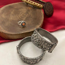 FS Collection Oxidised Plated Designer Tribal Bangle Set with Easy Fit Screw Lock