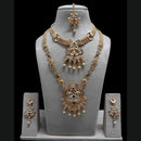 FS Collection Royal Sparkling Pota Stones And Meenakari Double Necklace Set