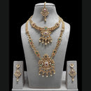 FS Collection Royal Sparkling Pota Stones And Meenakari Double Necklace Set
