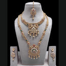 FS Collection Royal Sparkling Pota Stones And Meenakari Double Necklace Set