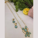 FS Collection Timeless Beauty Crystal Stone And Pearls Long Necklace Set