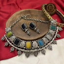 FS Collection Regal Elegance Gold Plated Crystal Stone Temple Necklace Set