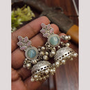 FS Collection Oxidised Plated Pota Stone Jhumki Earrings