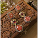 FS Collection Glamorous Pota Stone and Austrian Stone Dangler Earrings