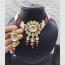 FS Collection Traditional Kundan Pearl And Beads Choker Necklace Set