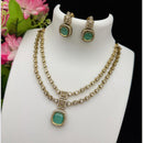 FS Collection Glamorous Pota And Austrian Stone Double Layer Necklace Set