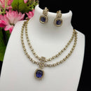 FS Collection Glamorous Pota And Austrian Stone Double Layer Necklace Set