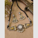 FS Collection Stylish Dual Tone Pota Stone And Pearl Choker Necklace Set