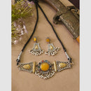 FS Collection Stylish Dual Tone Pota Stone And Pearl Choker Necklace Set